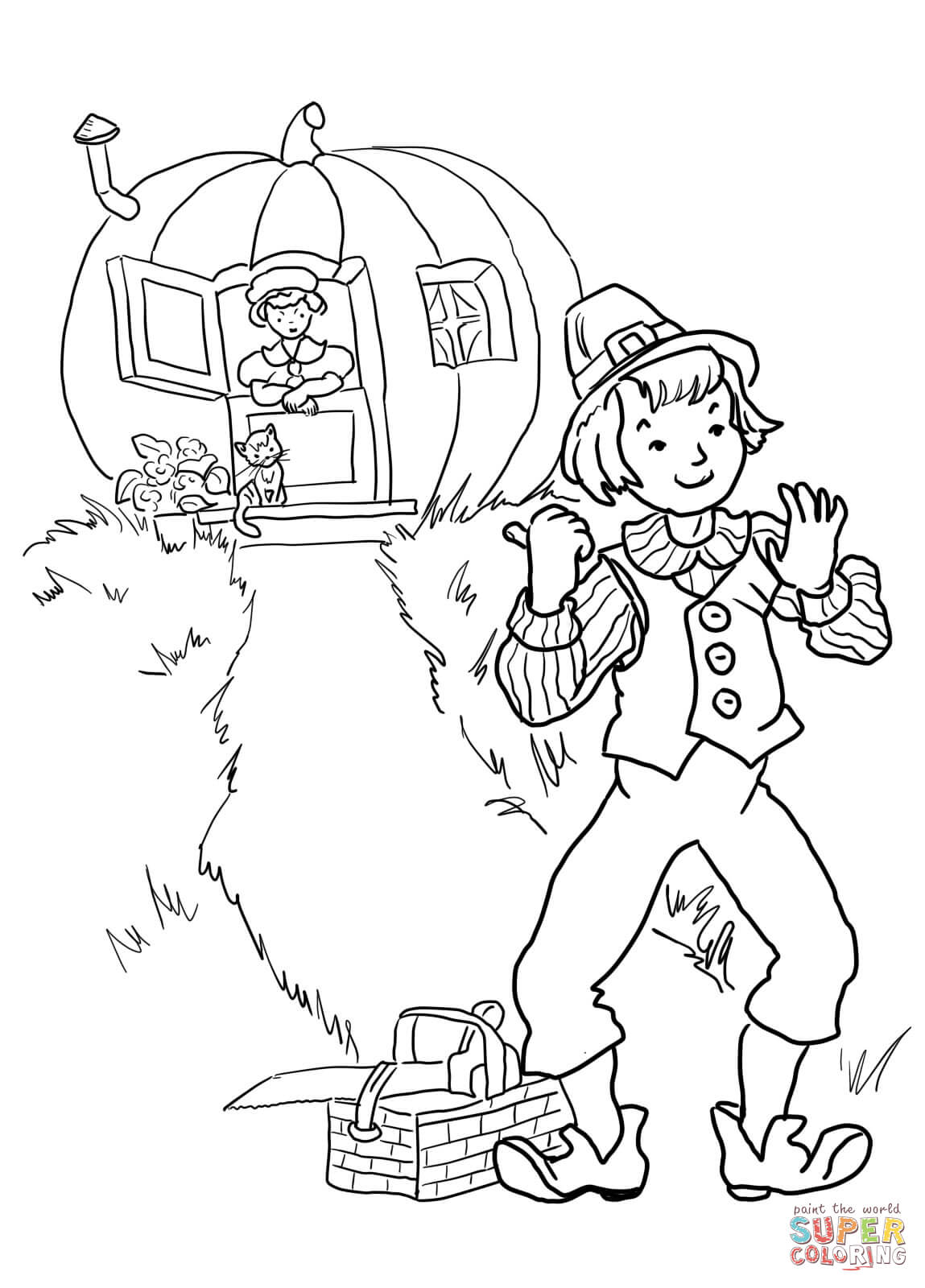 Peter Pumpkin Eater Nursery Rhyme coloring page