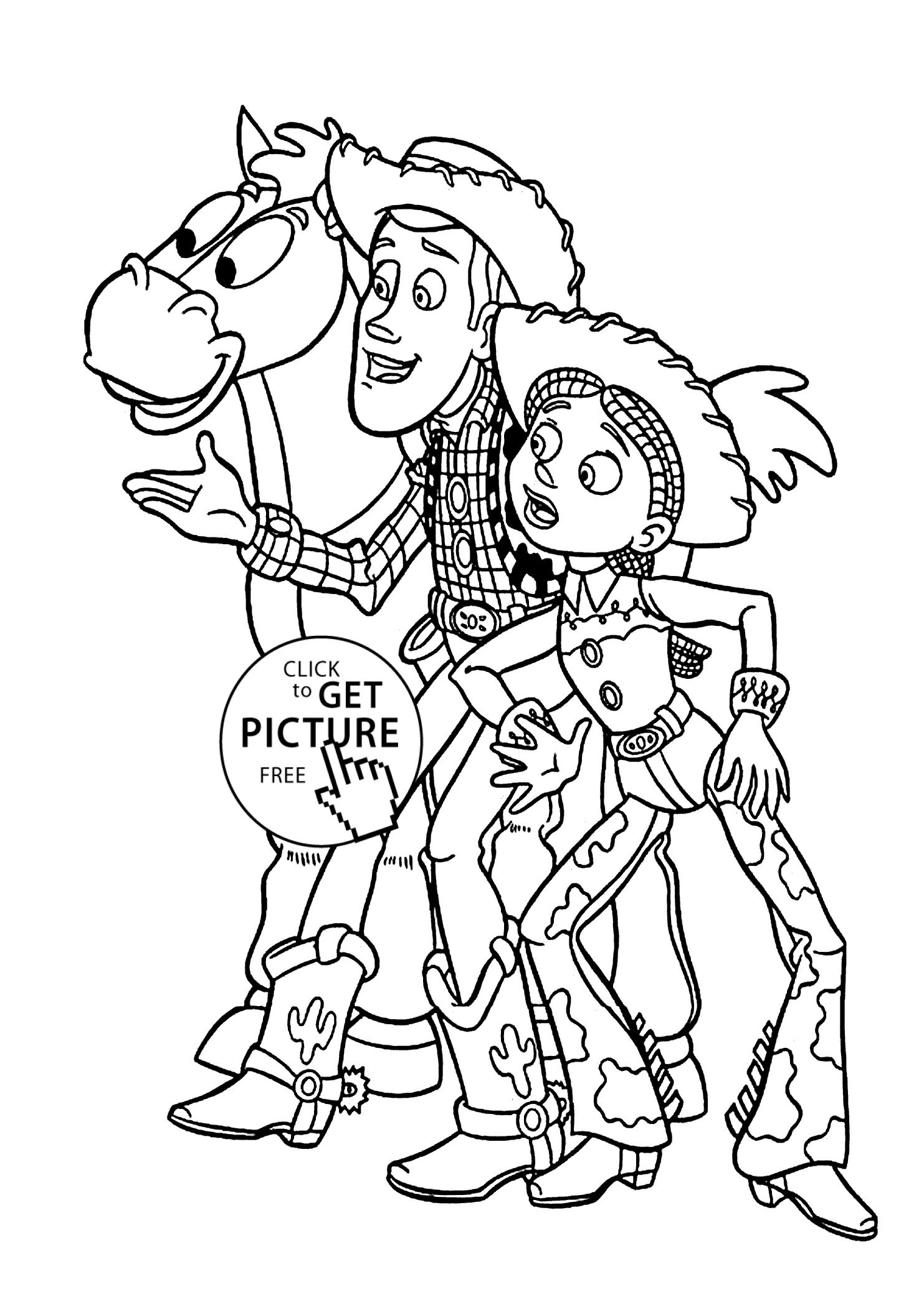 Cowboys from Toy story coloring pages for kids, printable free