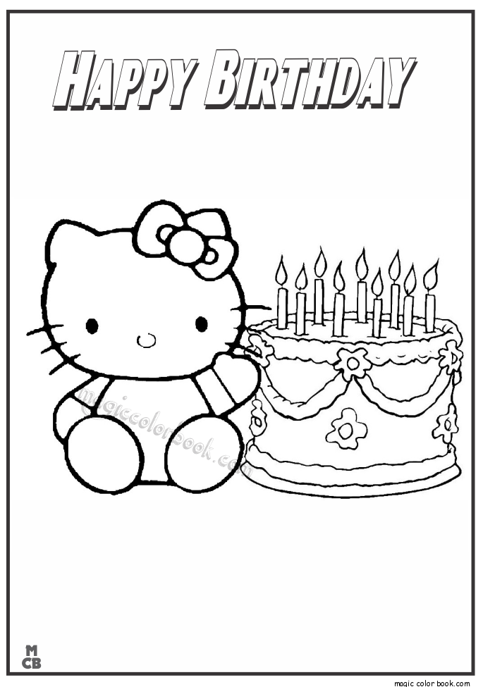 Hello Kitty happy birthday Coloring Pages