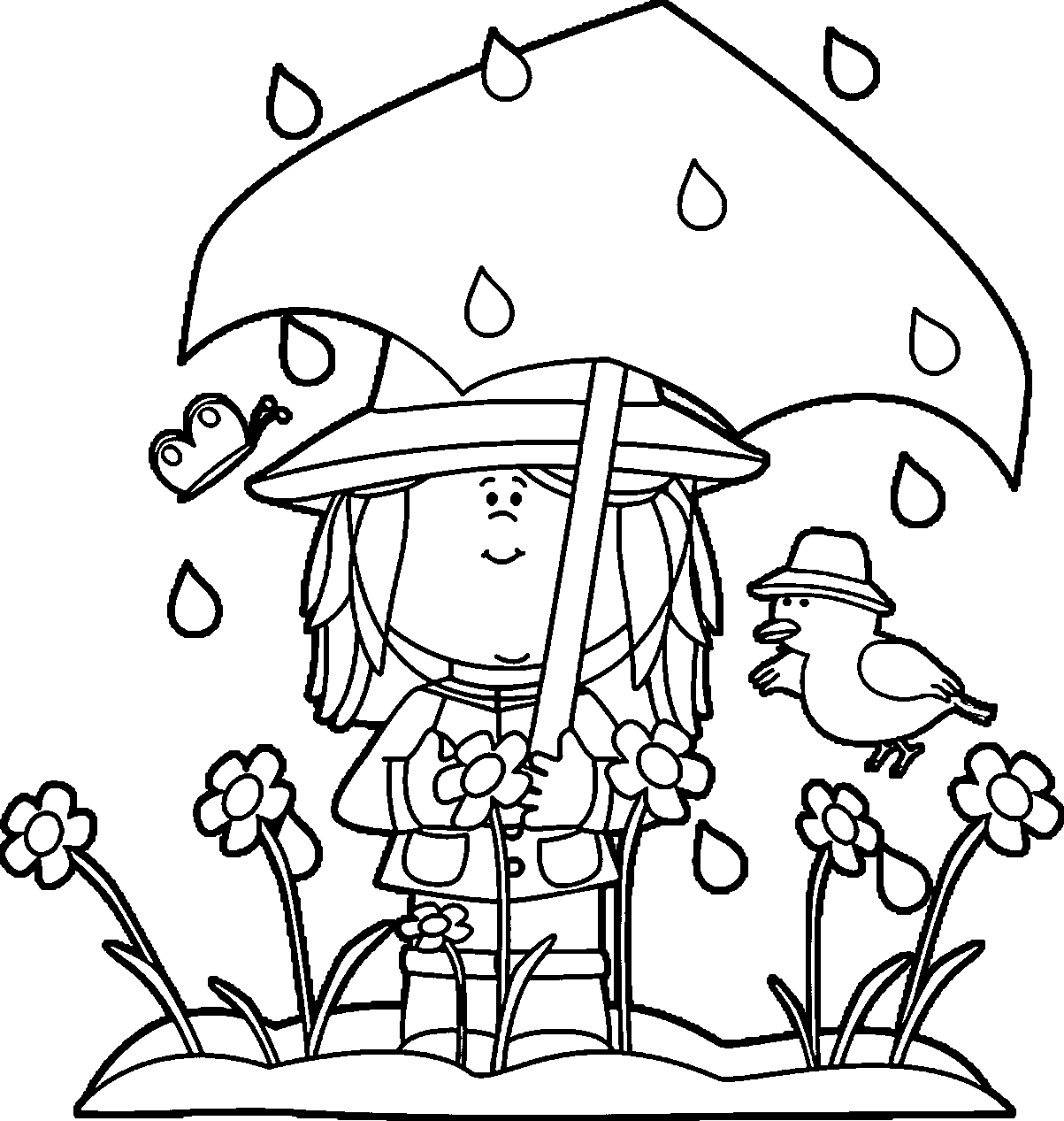 Spring Showers Coloring Page | Wecoloringpage
