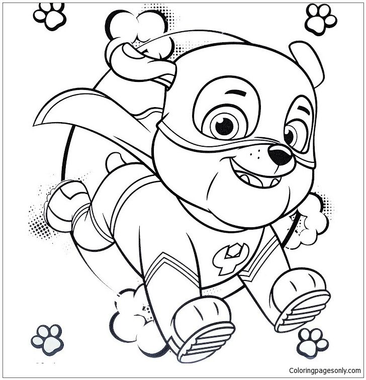 Super Hero Rubble Paw Patrol Coloring Page | Paw Patrol ... - Coloring Home