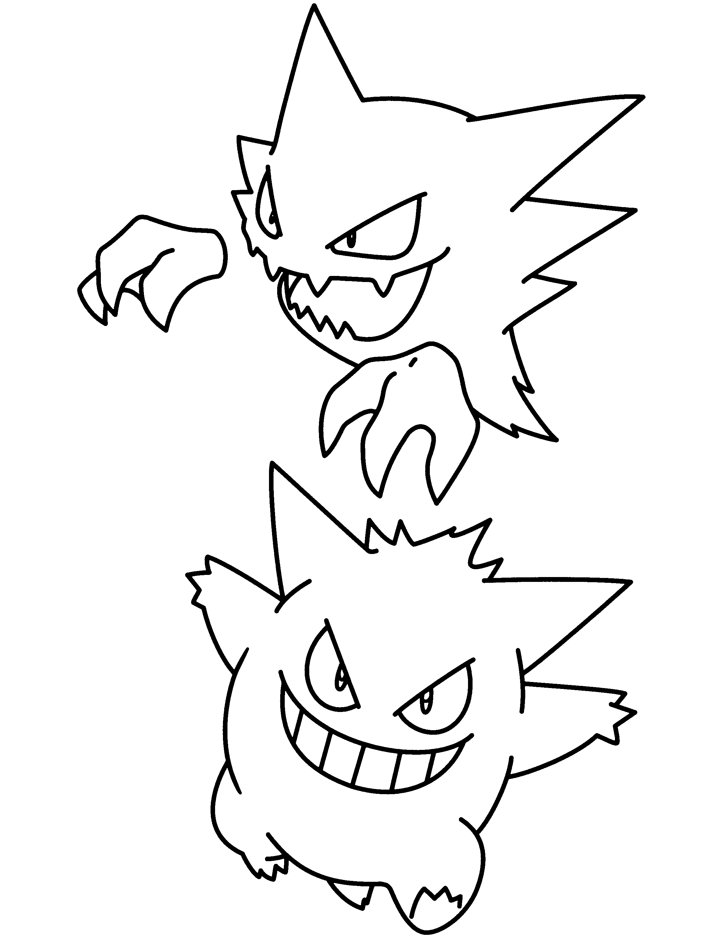 Haunter and Gengar Pokemon coloring pages, Pokemon coloring.