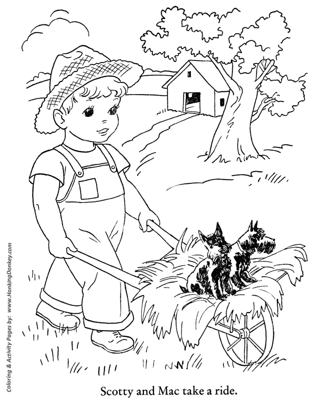 Fall Coloring Pages - Kids Hay ride Coloring Page Sheets of the 