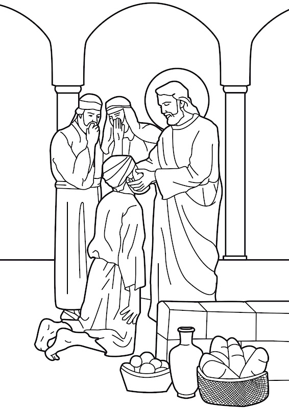 Jesus make the miracle of healing the born blind coloring pages | Coloring  Pages