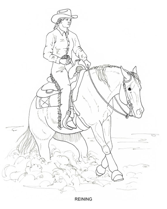 PRINTABLE Set of 10 Western Riding Coloring Pages Digital | Etsy