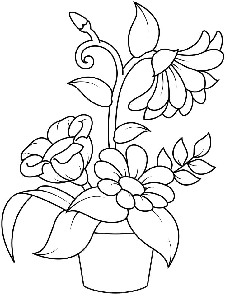 Print Flower Pot Coloring Page - Free Printable Coloring Pages for Kids