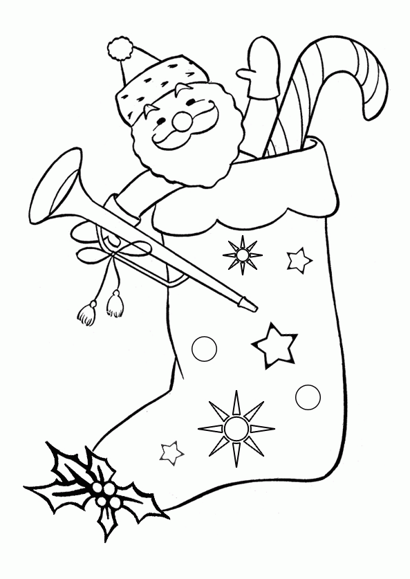 Santa Toys On Christmas Stocking Coloring Pages For Kids #7A ...