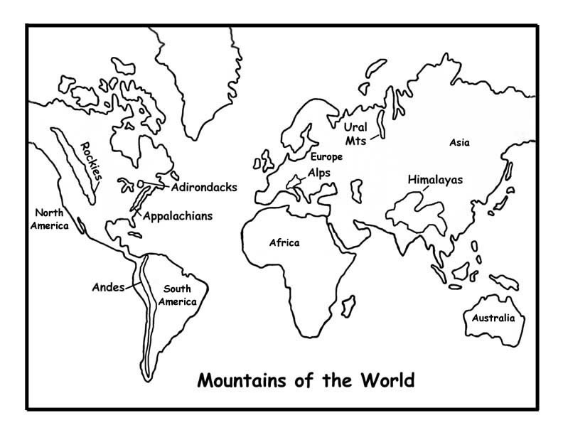 alps mountains on world map