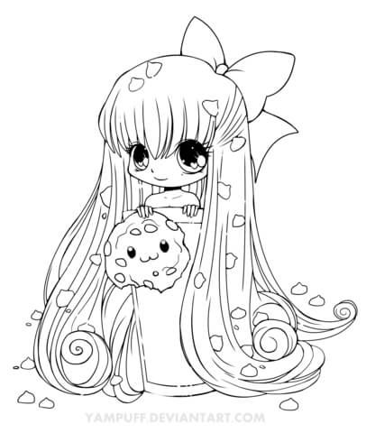 Chibi Cookie Girl Coloring page | Chibi coloring pages, Cute ...