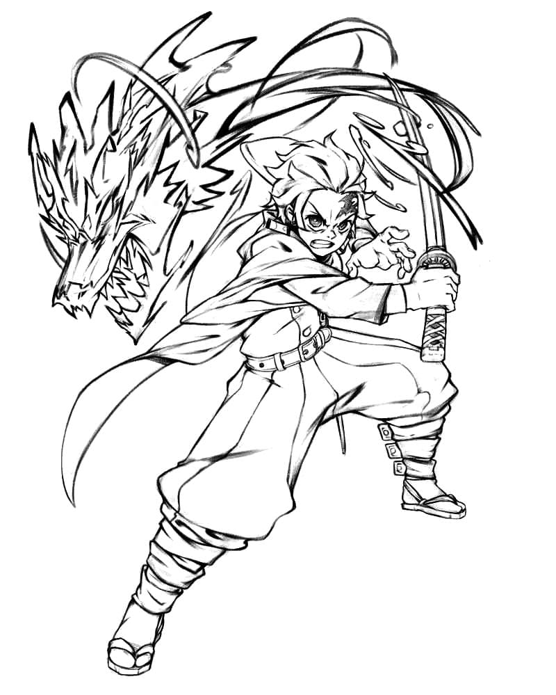 Anime Coloring Pages Demon Slayer - Coloring and Drawing