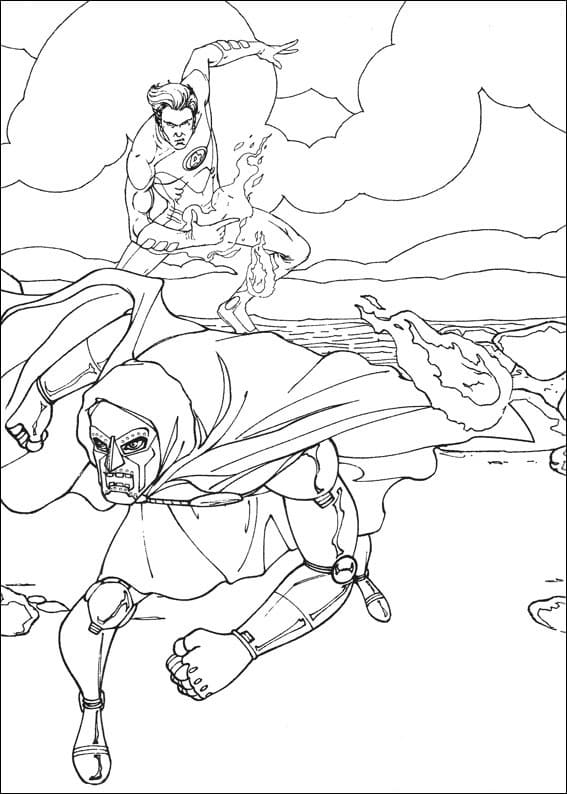 Human Torch and Doctor Doom Coloring Page - Free Printable Coloring Pages  for Kids