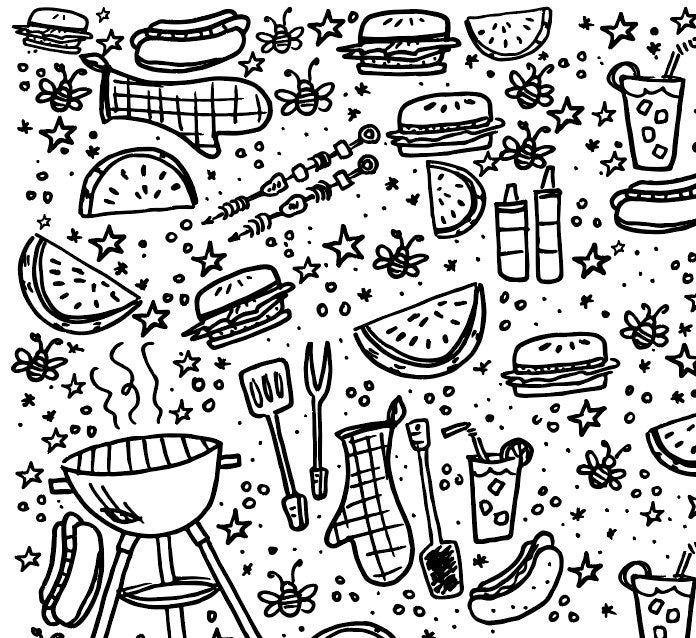 Printable Backyard BBQ Coloring Page for Kids instant | Etsy