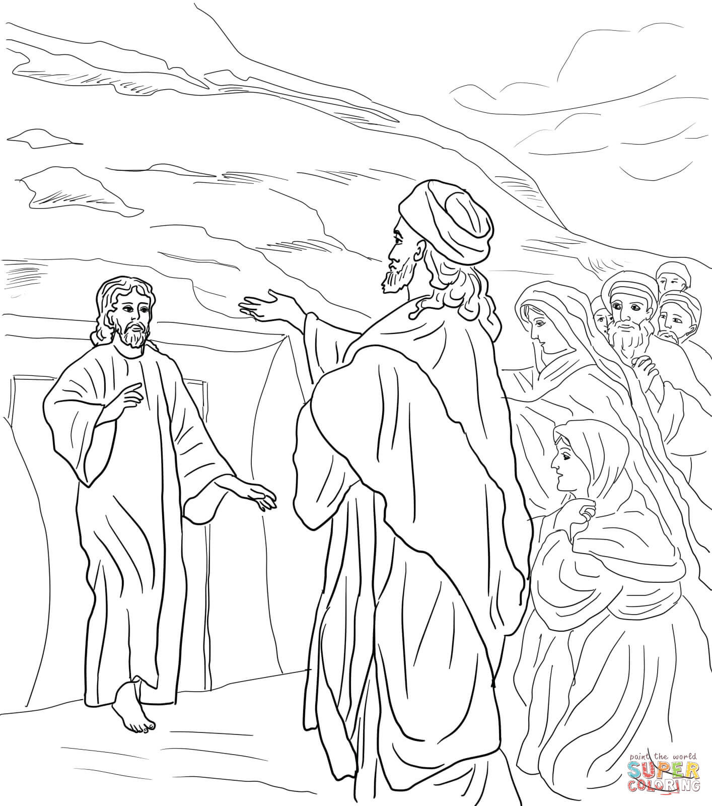 Jesus Raises Lazarus from the Dead coloring page | Free Printable ...