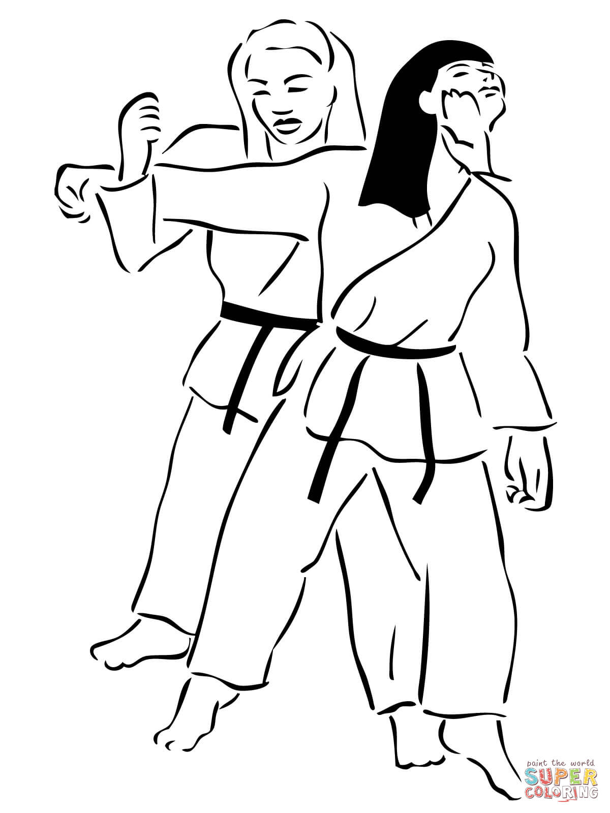 Woman Judo Fight coloring page | Free Printable Coloring Pages