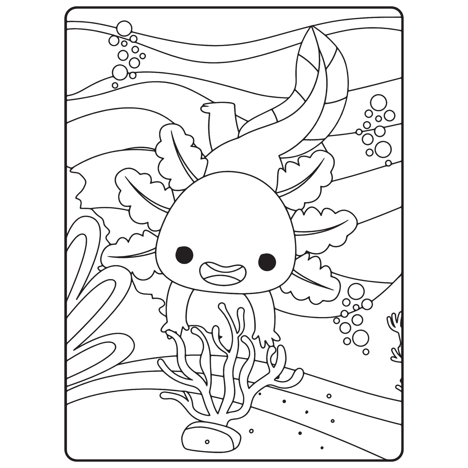 Axolotl Coloring Book Pages For Kids 13307992 Vector Art at Vecteezy