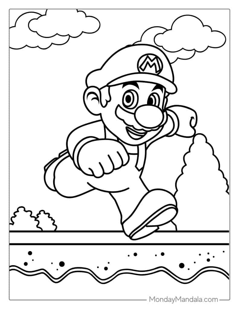 Mario Coloring Page (Free PDF Printables) - Coloring Home