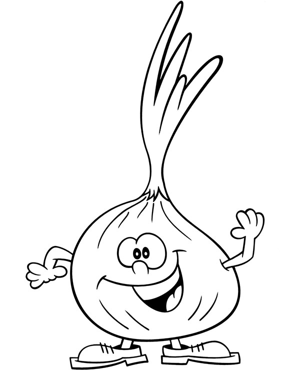 Onion coloring page funny vegetables to color