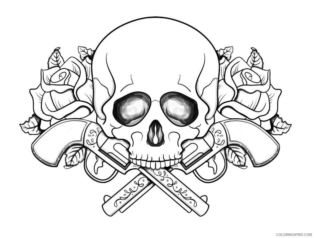 Skull Coloring Pages Guns And Roses Coloring4free Com_ Free Printable Sugar  Candy Hello – azspring
