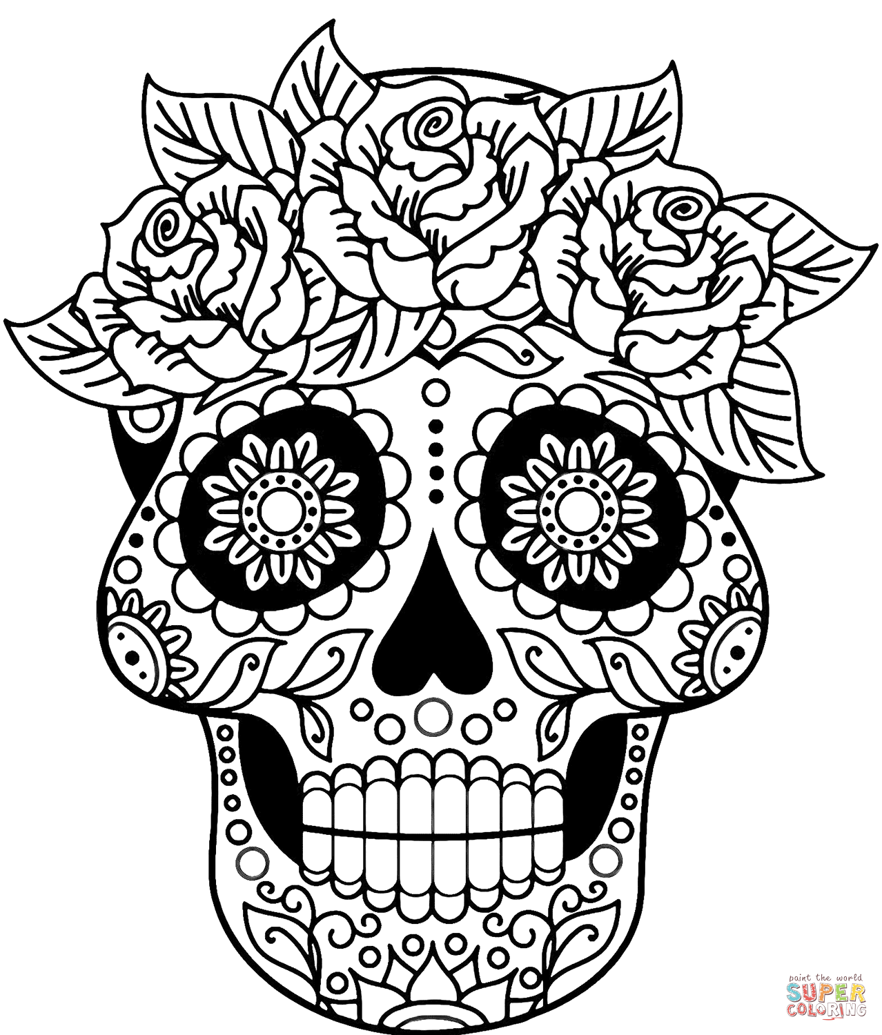Sugar Skull Coloring Page Free Printable Coloring Page Coloring Home