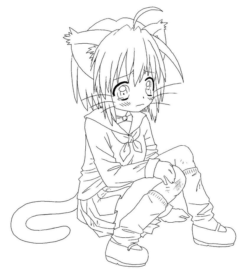 Free Anime Cat Girl Coloring Pages, Download Free Clip Art, Free Clip Art  On Clipart Library - Coloring Home