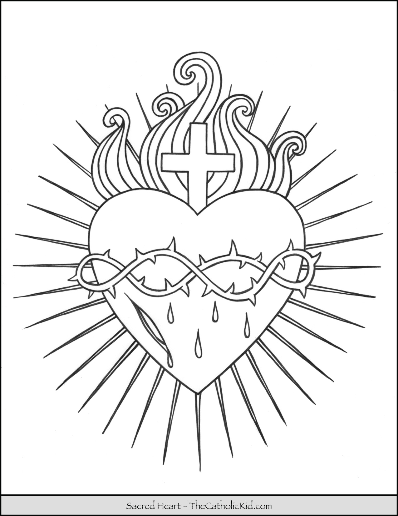 Sacred Heart Coloring Page - TheCatholicKid.com