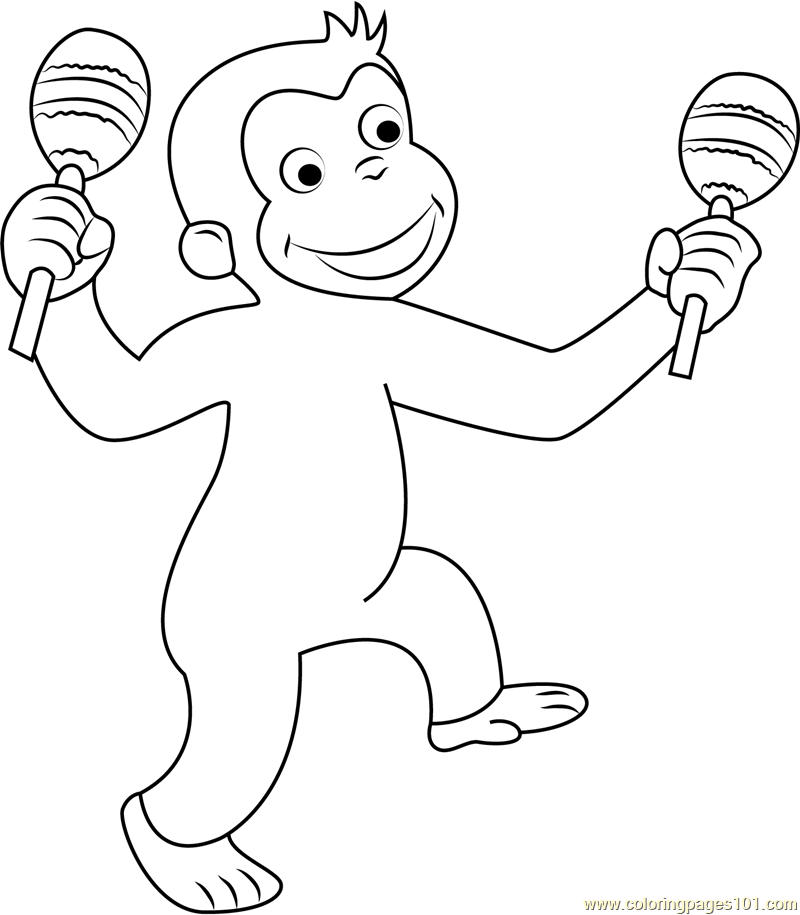 Curious George Dancing Coloring Page for Kids - Free Curious George  Printable Coloring Pages Online for Kids - ColoringPages101.com | Coloring  Pages for Kids