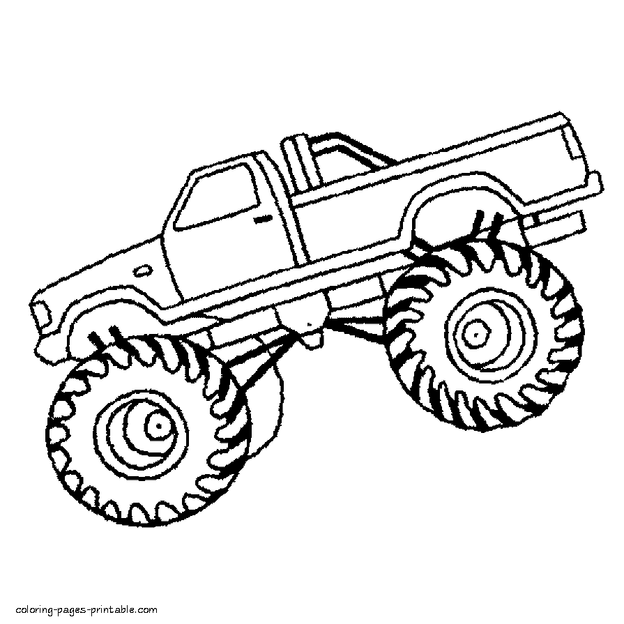 Monster truck coloring page || COLORING-PAGES-PRINTABLE.COM