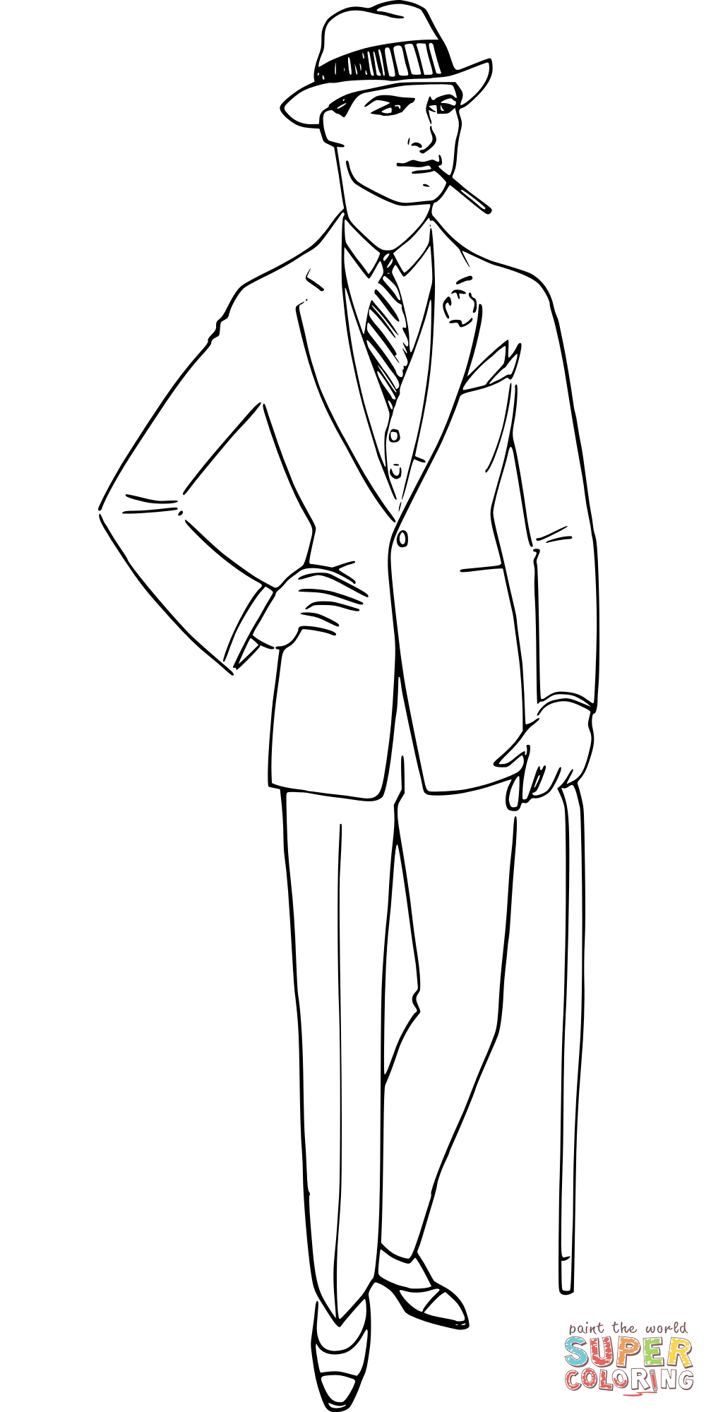 Vintage Man in a White Suit coloring page | Free Printable Coloring Pages