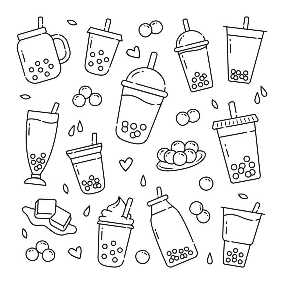 Download Boba drink doodle hand drawn vector icons for free | Boba drink,  Easy doodle art, Plant doodle