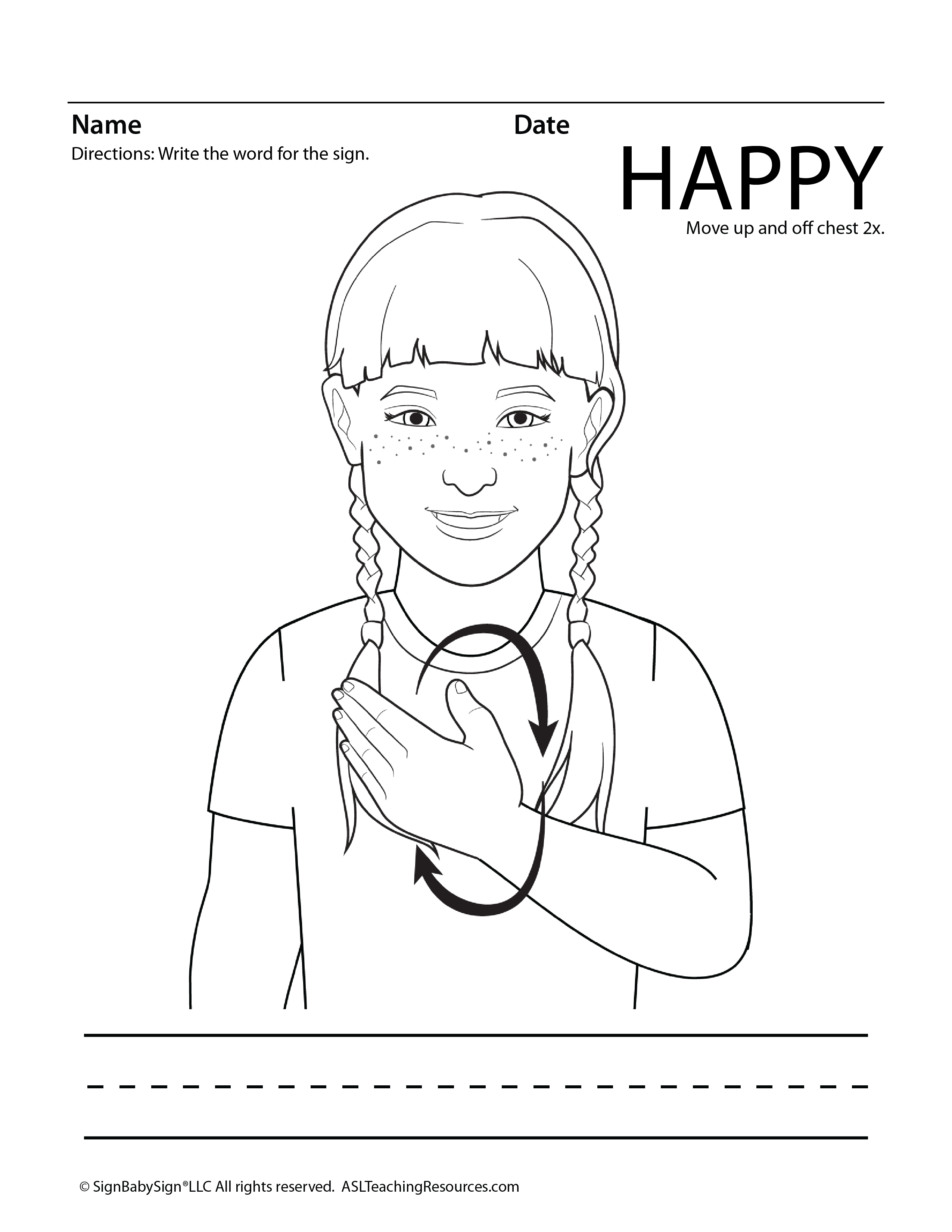 Emotions Coloring Pages ASL - ASL Teaching Resources