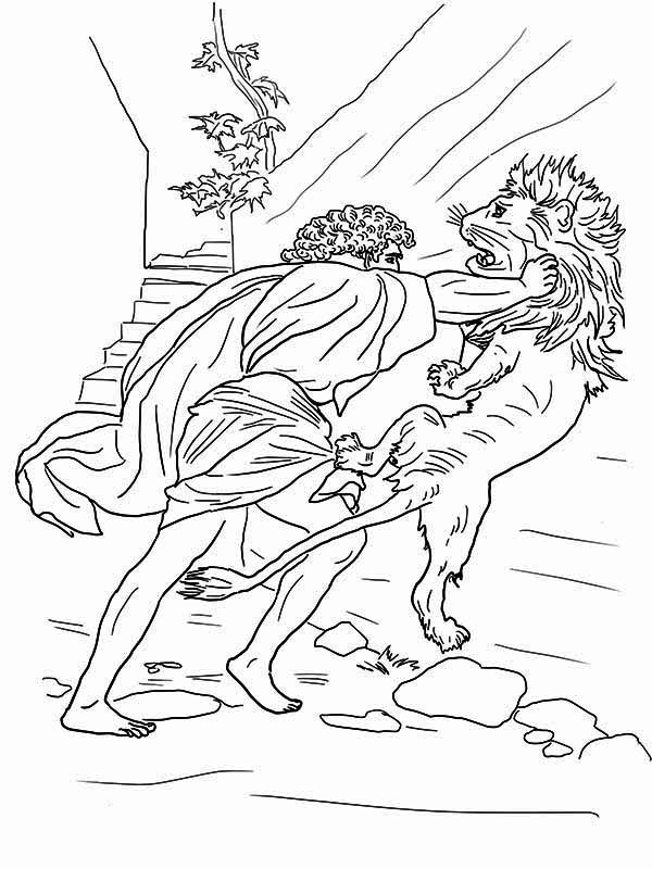 Samson Strangle Lions Neck Coloring Page | Color Luna