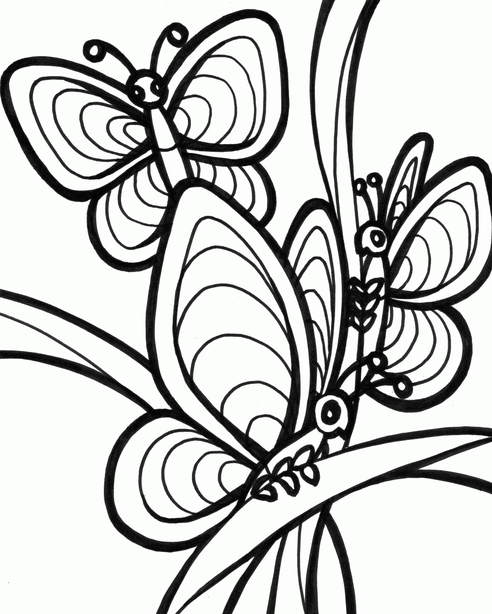 Beautiful Butterfly Foraging Coloring Pages Coloring Pages For ...