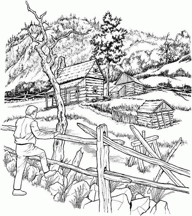 Landscape Coloring Page for adults