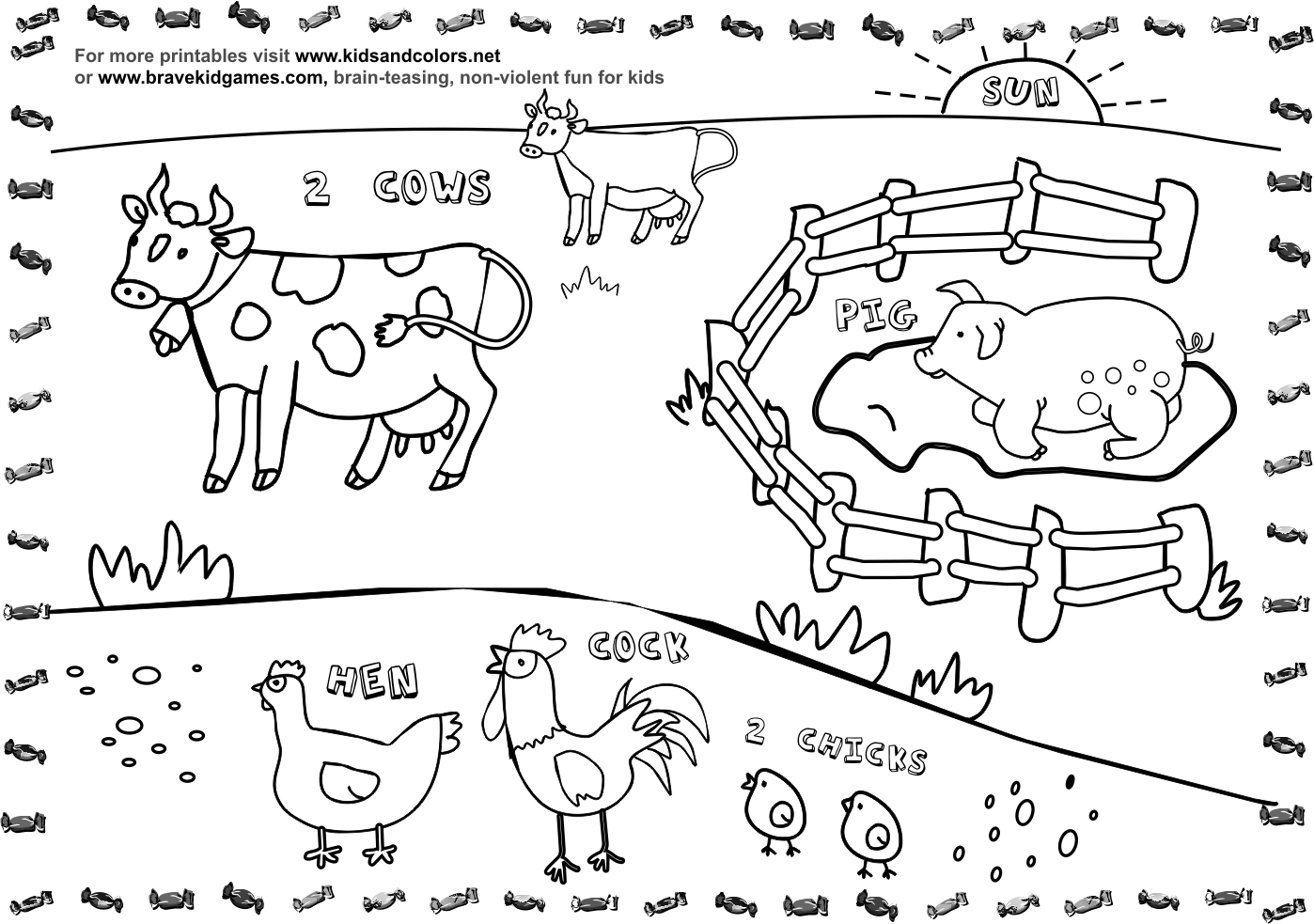 Baby Farm Animals Colouring Pages