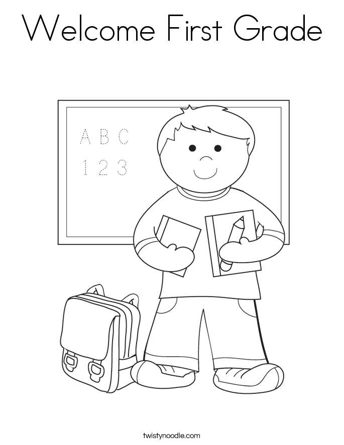 Welcome First Grade Coloring Page - Twisty Noodle