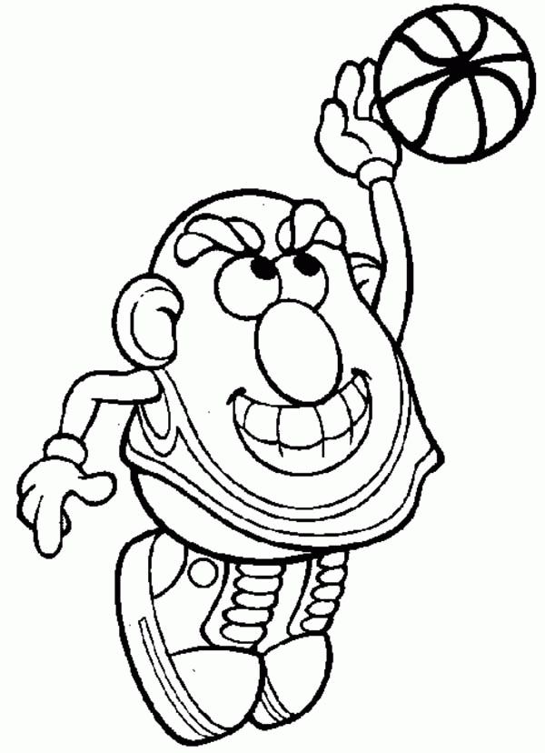 Mr. Potato Head Playing Basketball Coloring Pages | Bulk Color