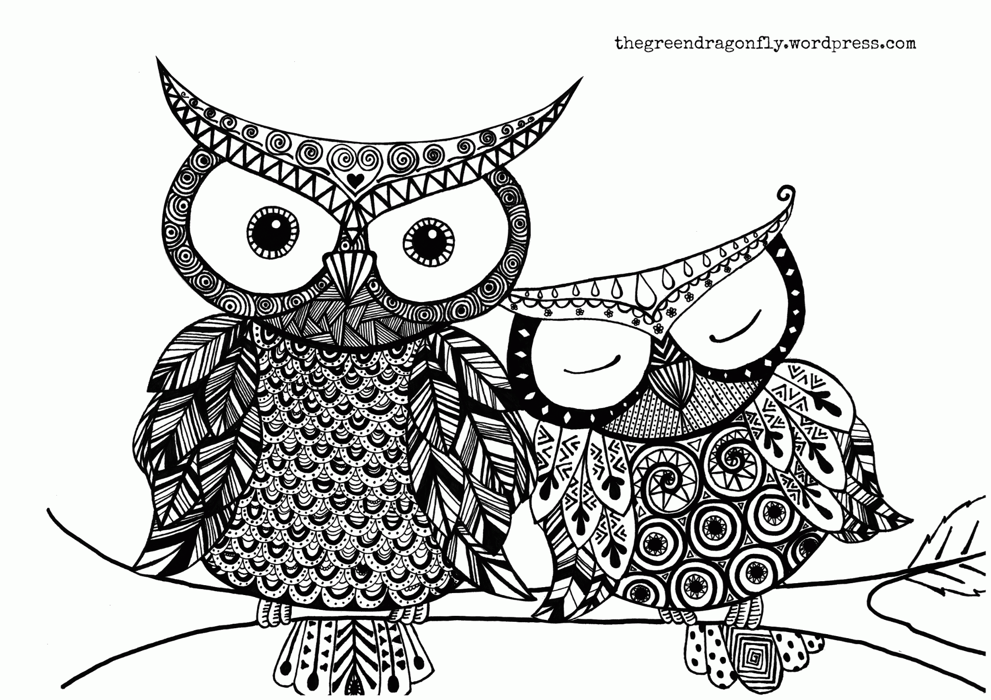 complex owl coloring pages
