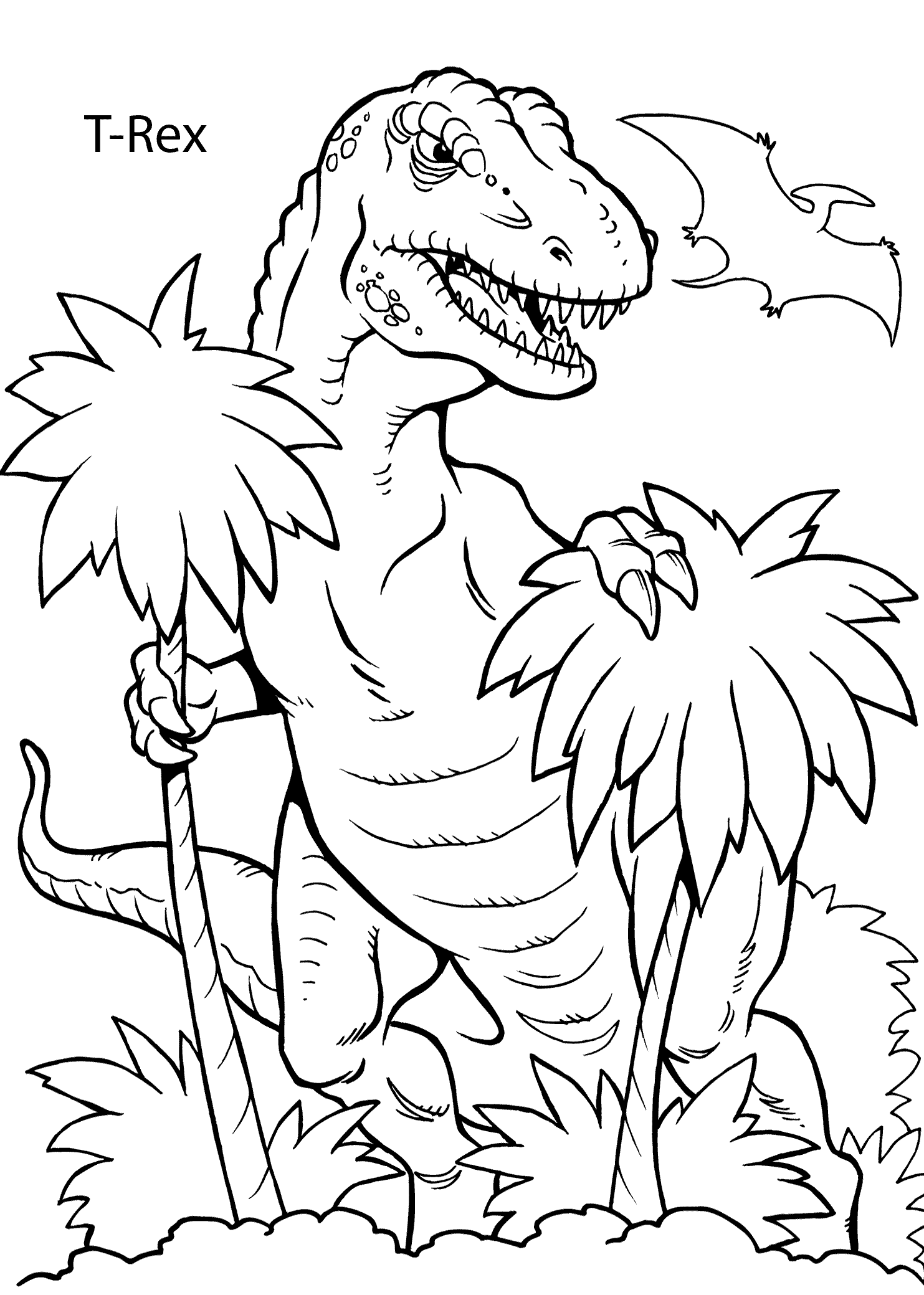 T-Rex dinosaur coloring pages for kids, printable free ...