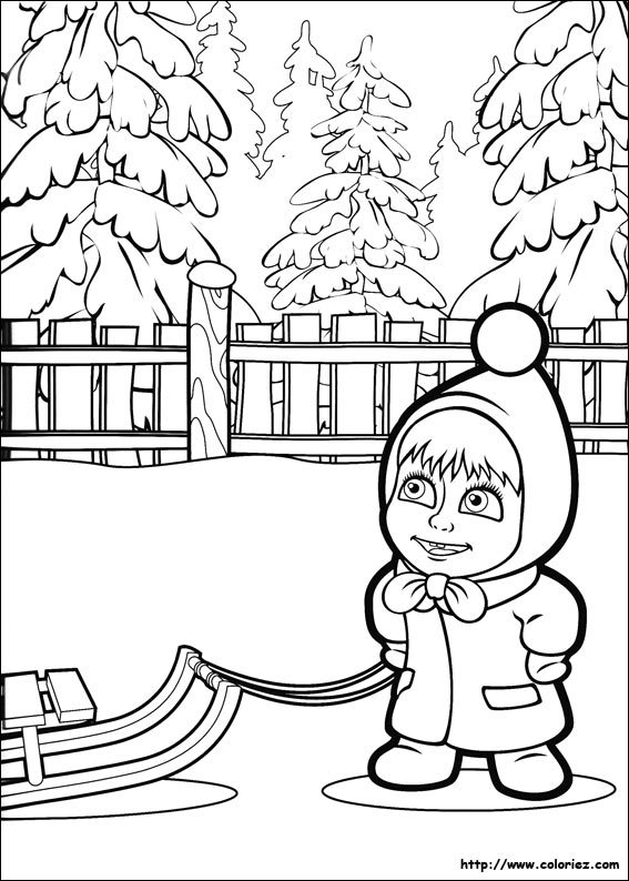 Masha And The Bear Coloring Page | Coloring Draw