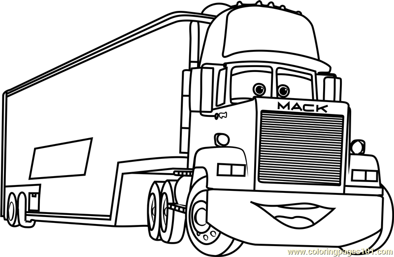 Mack from Cars 3 Coloring Page - Free Cars 3 Coloring Pages ...