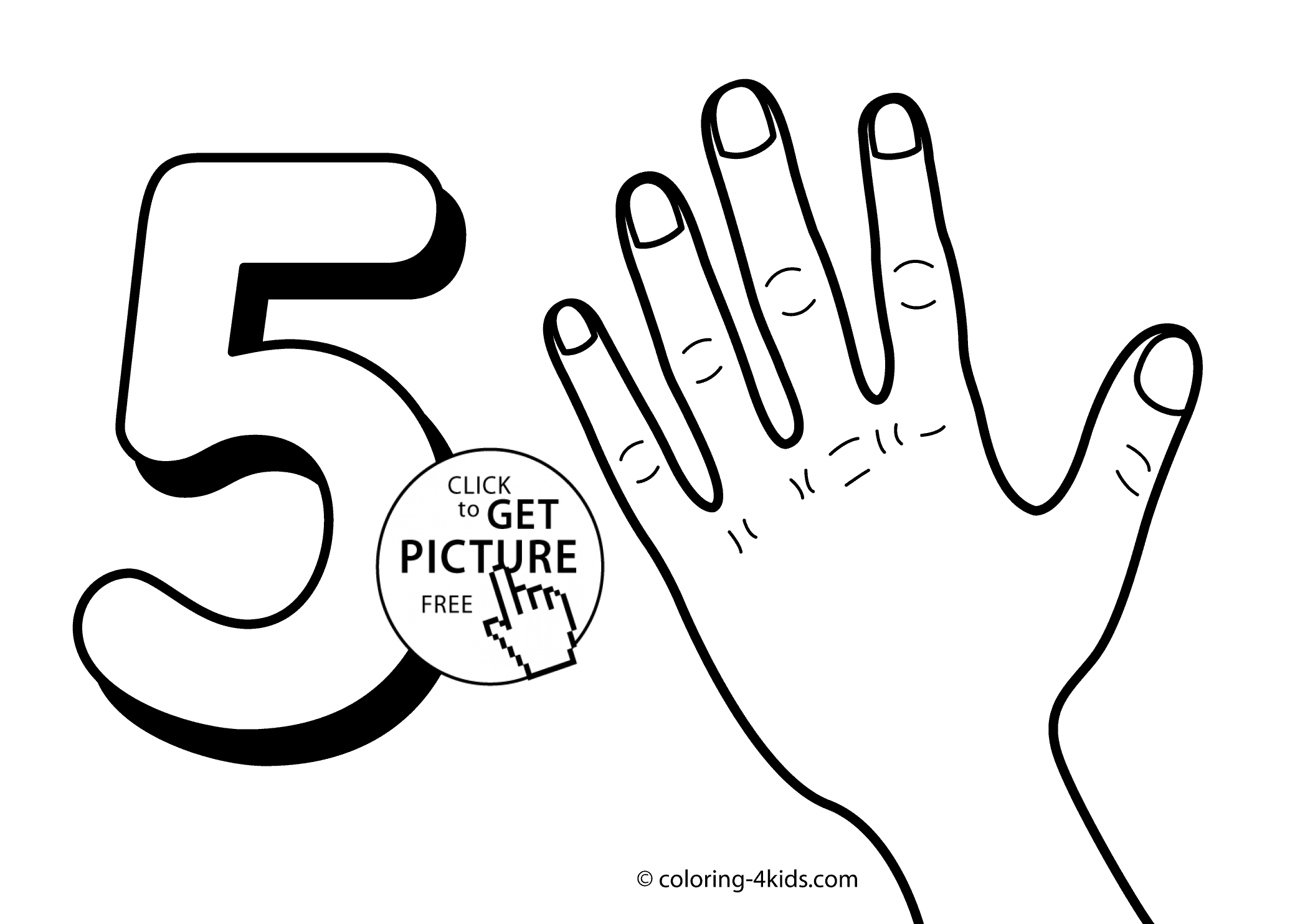 5 numbers coloring pages for kids, printable free digits coloring ...