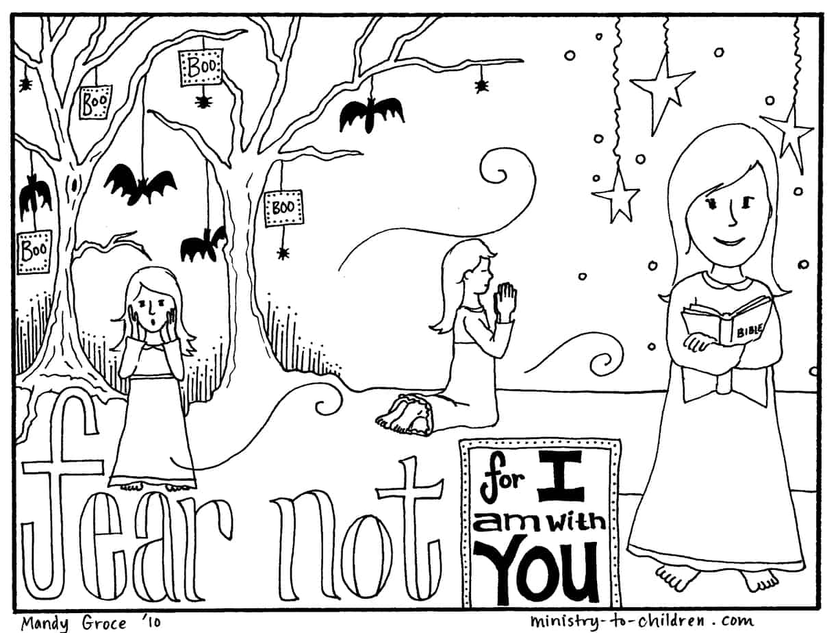 Halloween Coloring Pages (Religious Christian) Do Not Fear!