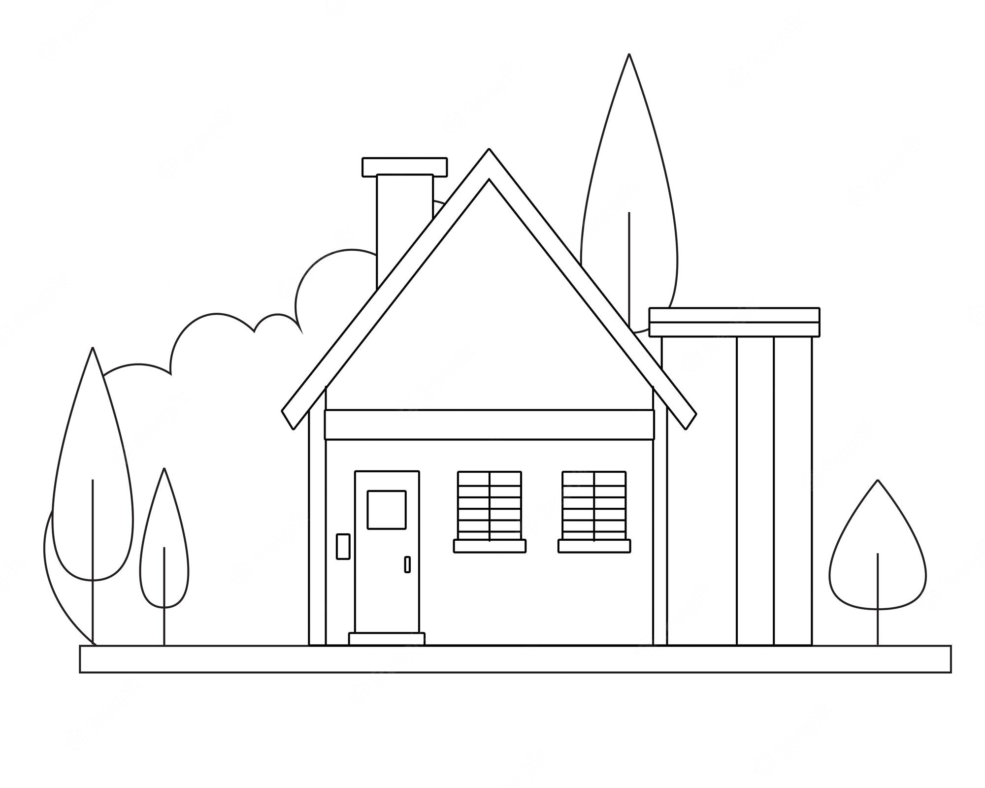 Premium Vector | Simple house coloring page village house coloring page  easy coloring page design