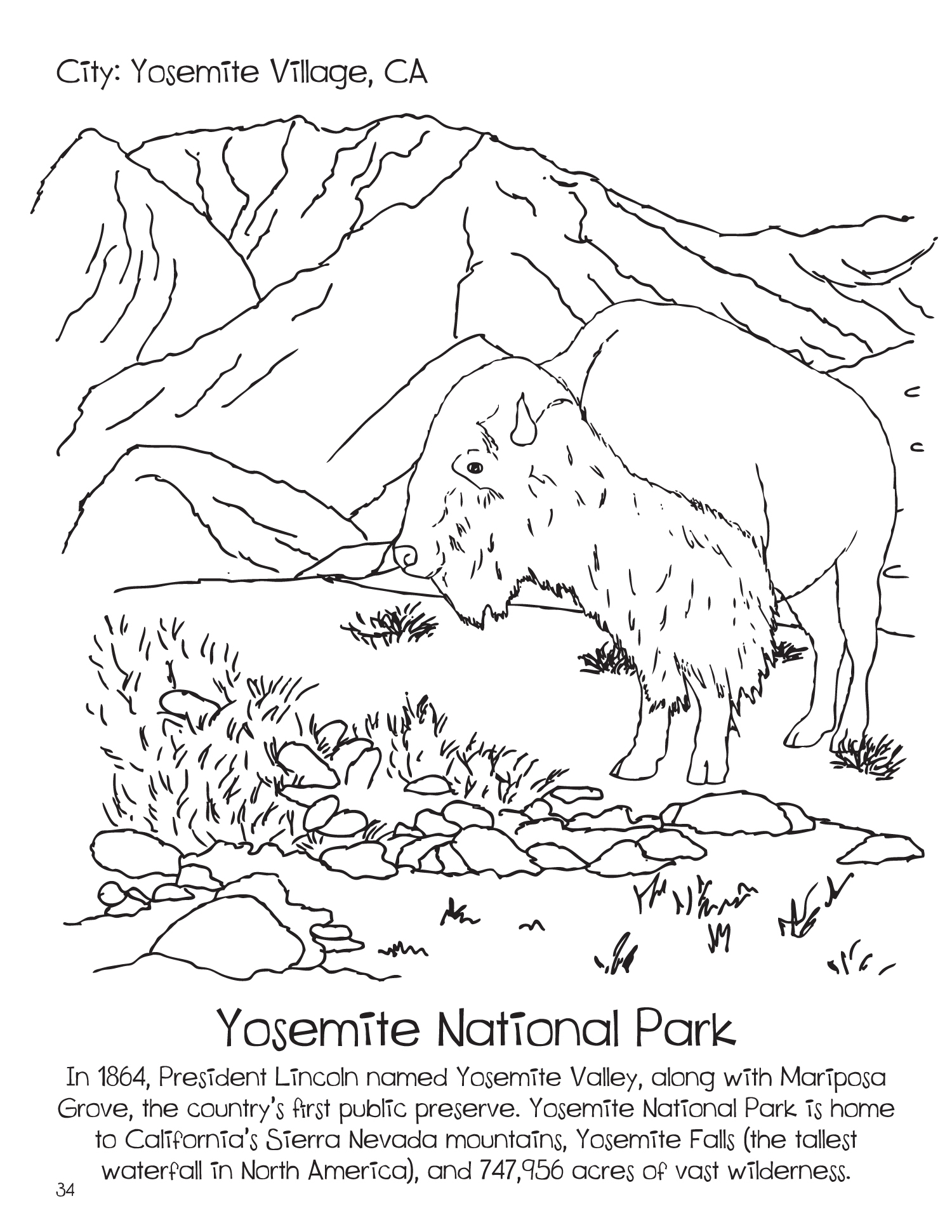 Yosemite National Park Coloring page | Doodles Ave
