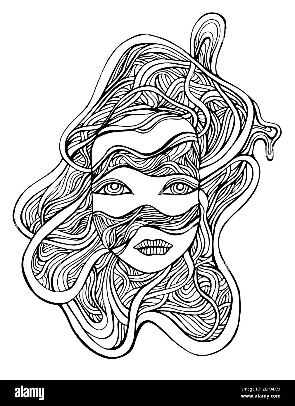 Cyborg girl face in wires, fantastic cyberbank style coloring page. Vector  hand drawn illustration with face android girl Stock Vector Image & Art -  Alamy