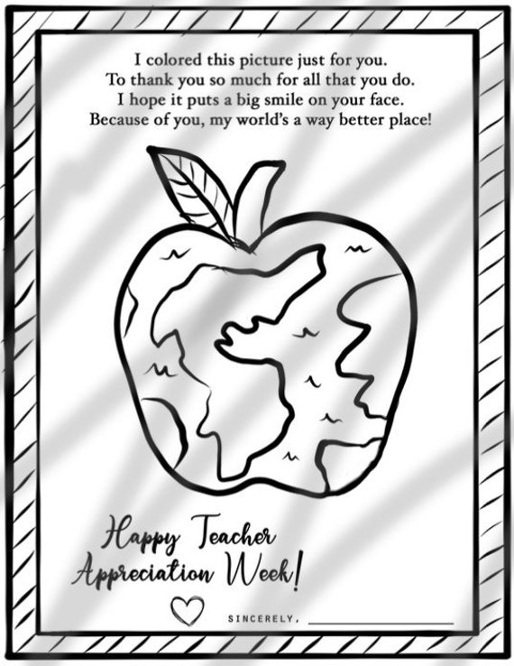Teacher Appreciation Gift Poem Coloring Page Printable PDF - Etsy