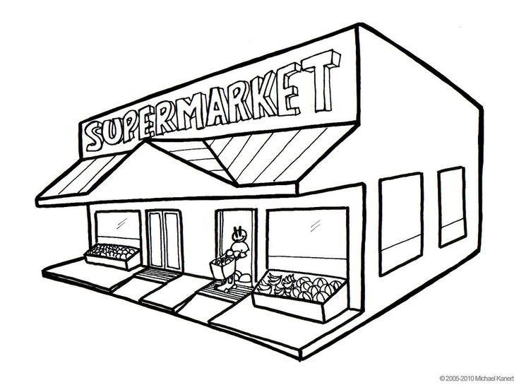 Supermarket Building Clipart Black And White Heart