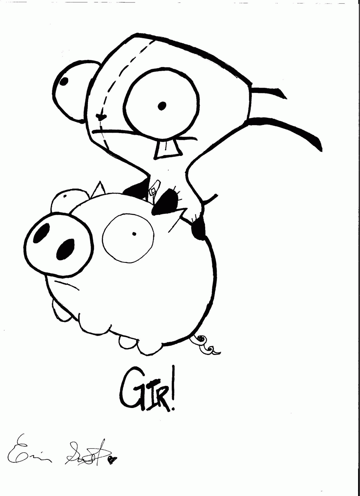 Invader zim gir printable coloring pages
