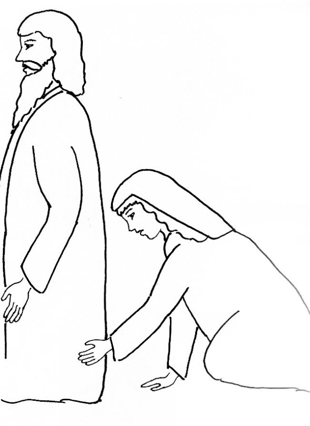 Bible Story Coloring Page for Jesus and the Woman with the Issue ...