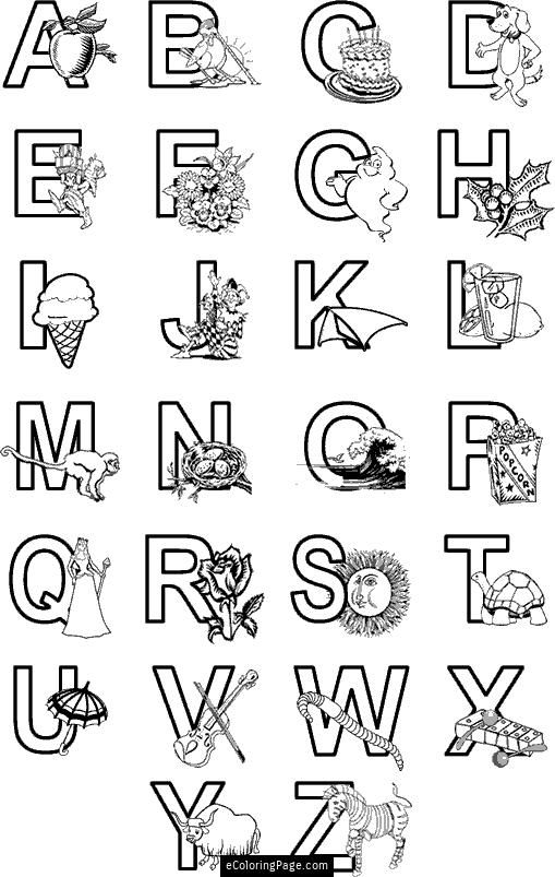 Alphabet ABC’s with Images and Characters Coloring Page for Kids  Printable | Abc coloring pages, Alphabet coloring pages, Paw patrol coloring  pages